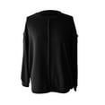 thumbnail image 3 of Holzkary Oversized Sweatshirt for Women Loose Pullover Knit Sweatshirt with Exposed Seams & Loose Fit Casual Long Sleeve Sweatshirt Comfy Fall Winter Outfits Clothes 2025 Fashion Black L, 3 of 9