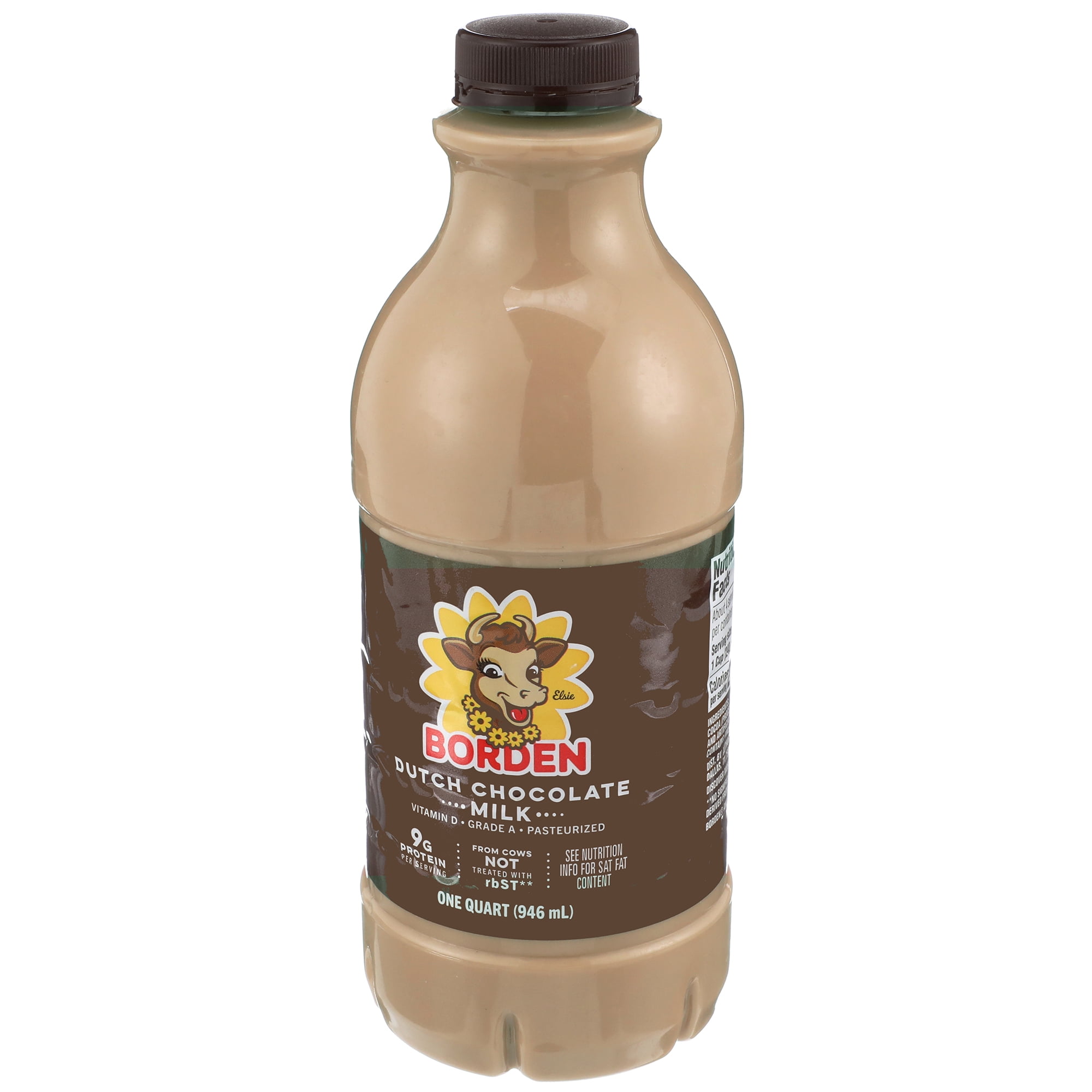 Borden Dutch Chocolate Milk, 1 Quart Bottle, Liquid, Refrigerated, Contains Dairy