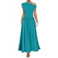 thumbnail image 1 of Vestido largo ZESICA Summer 2025 con un solo hombro, verde azulado para mujer, 1 of 6