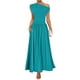 thumbnail image 1 of Vestido largo ZESICA Summer 2025 con un solo hombro, verde azulado para mujer, 1 of 6