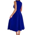 thumbnail image 4 of Bnwani Midi Dresses for Women,Womens Sundresses,High Waist,V-Neck,Casual,Solid,Blue,M, 4 of 5