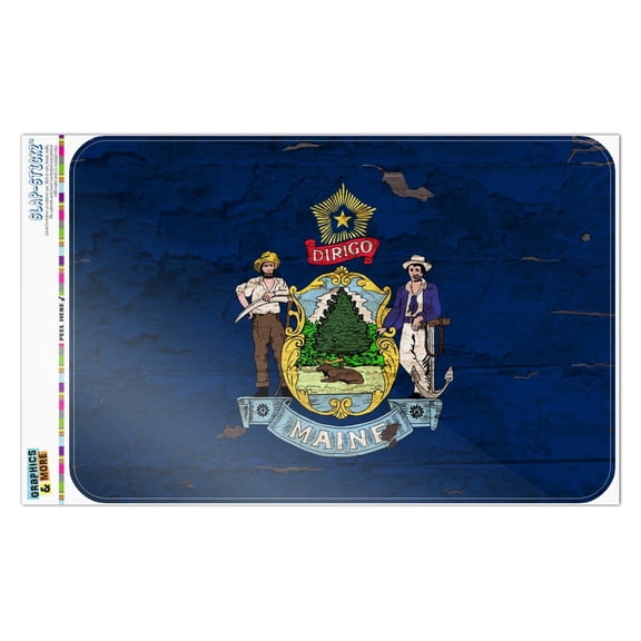 Rustic Maine State Flag Distressed USA Home Business Office Sign