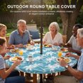 thumbnail image 3 of Round Outdoor Tablecloth with Umbrella Hole and Zipper, Aqua Blue Palm Tree Summer Tablecloth with Elastic Waterproof, Beach Tropical Coastal Patio Table Covers for 36" - 44" Picnic Pool Tables, 3 of 9