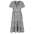 thumbnail image 6 of MYAOYI Womens Dresses A Line Midi Dress for Women Square Neck Short Sleeve Ditsy Floral Flowy Summer Casual Dress, 6 of 7