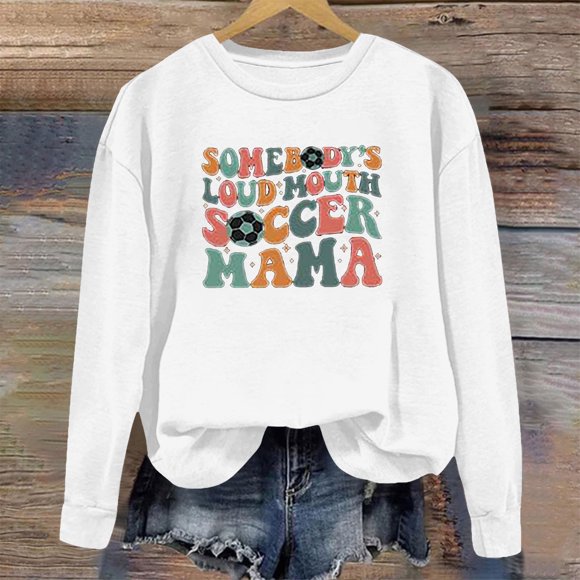 Lolmot Womens Christmas Printed Round Neck Long Sleeved Top Loose Fitting Sweater