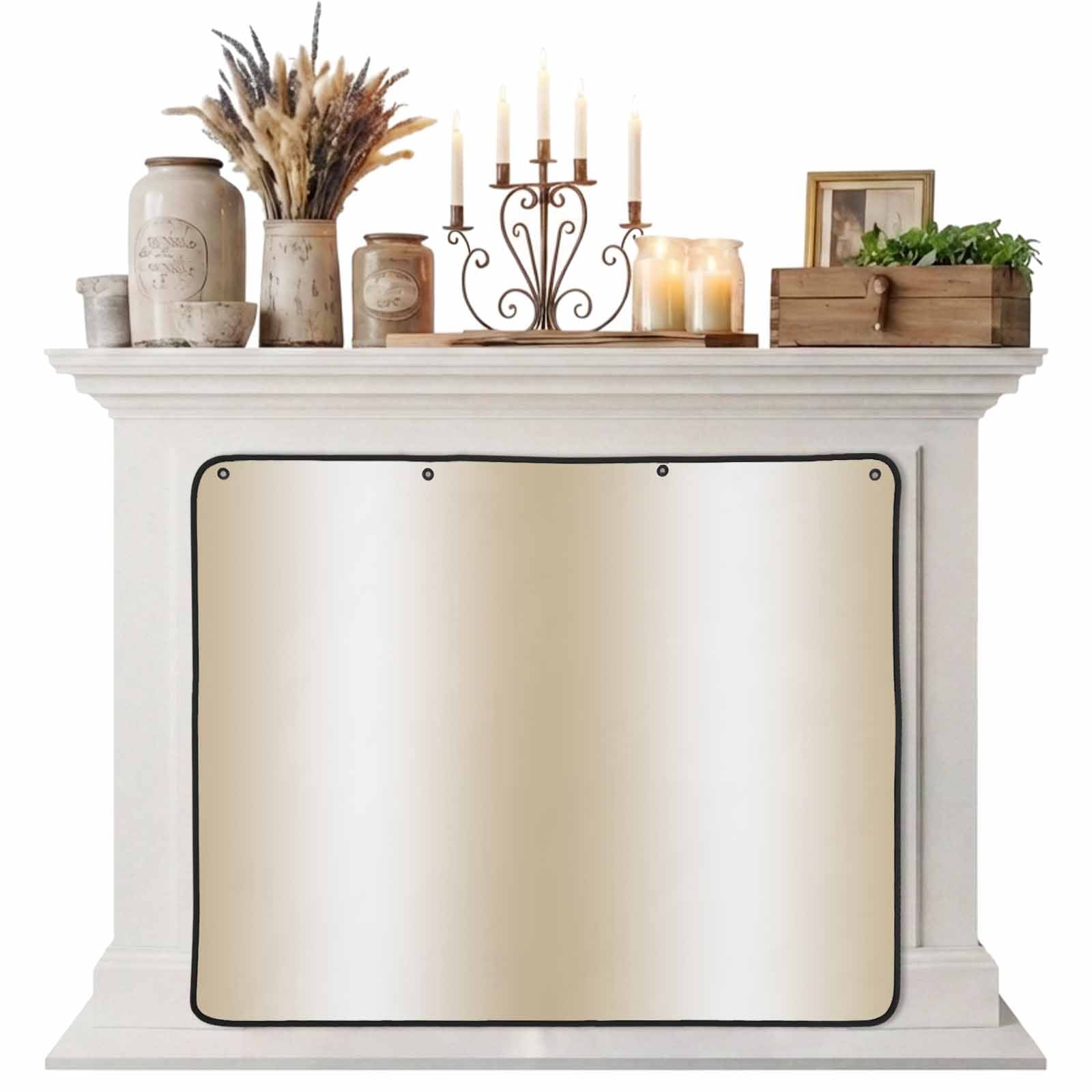 Magnetic Fireplace Cover Ombre Beige White Fireplace Screen Gradient Color Insulation Fireplace Blocker Blanket Save Energy Fireplace Draft Stopper Covers for Living Room 45x34