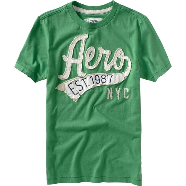 Aeropostale Hombres Embellecido Aero Est. Camiseta gráfica de 1987, verde, extragrande