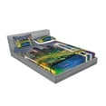 thumbnail image 2 of Ambesonne Scenery Fitted Sheet & Pillow Sham Set, Tokyo Skyline Japanese, Full, Green Navy, 2 of 2