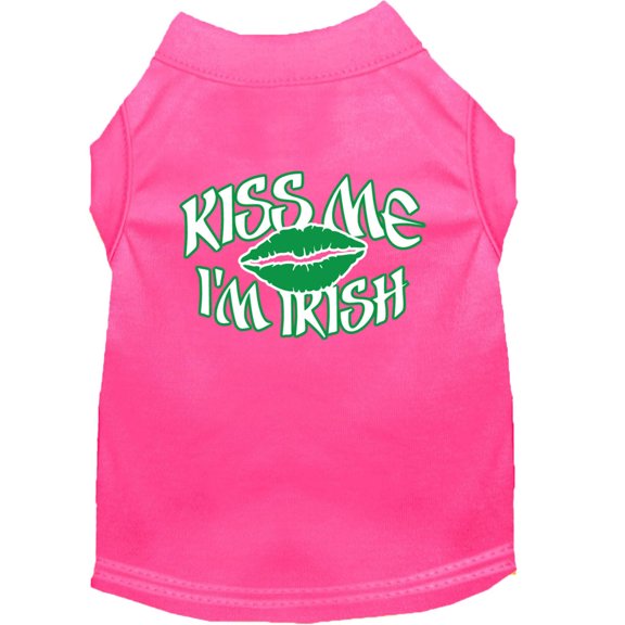 Kiss Me I'm Irish Screen Print Shirt Bright Pink XS (8)