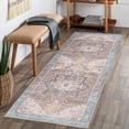 thumbnail image 3 of GLN Rugs Sinop - Indoor, Machine Washable Area Rug 2'6"x7' Brown/Blue Home Carpet, 3 of 7