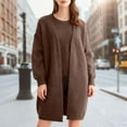 thumbnail image 2 of Ediodpoh Long Sleeved Cardigan Lazy Style Loose Jacket with Suspenders Two Piece Sweater Jackets for Women Coffee, 2 of 7