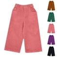thumbnail image 5 of KAUOD Kids Corduroy Cropped Flare Pants Elastic High Waist Ribbed Bell-Bottom Sweatpants Boys Girls Wide Leg Baggy Trousers, 5 of 5
