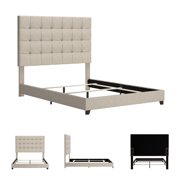 Signature Design by Ashley Dolante Queen Upholstered Bed, Beige, Modern Platform Bed with Tufted Headboard