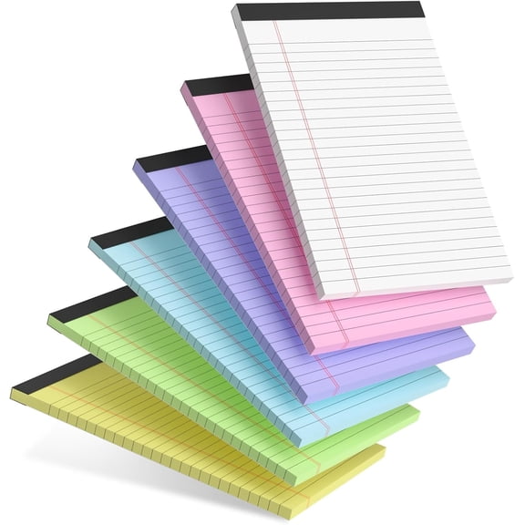 6pcs Small Note Pads 5x8 Notebook Colored Legal Pads Paper College Ruled Notepad Writing Pads 5 x 8 Perforated Narrow Ruled Pads of Paper (Multicolor)