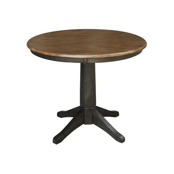 36 x 36 x 28.9 in. Round Top Pedestal Table, Hickory & Washed Coal