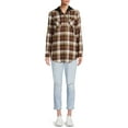 thumbnail image 2 of No Boundaries Junior's Plaid Button-Down Hoodie Shirt, 2 of 5