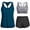 A_Navy, variant on MGDXOX Women's 3 Piece Swimsuits Racerback Tank Top Striped Sports Bra and High-Waisted Shorts Army Green S