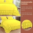 thumbnail image 5 of D.N.G. BEDDINGS 5 Piece Luxury 5 Inch Two Layer Ruffle Comforter Set Premium Super Soft, 800 TC, 100% Egyptian Cotton, Super Soft, Oversized Super King Size Yellow Color, 5 of 7