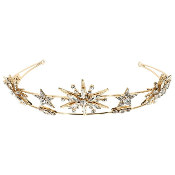 Miangastore Rhinestone Star Headband For Women, Glitter Hair Band Princess Tiara For Wedding Golde Headband Headpiece