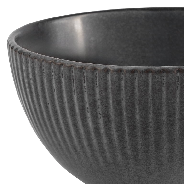 Stoneware Cereal Bowl with Textured Ribbed Finish photo 3
