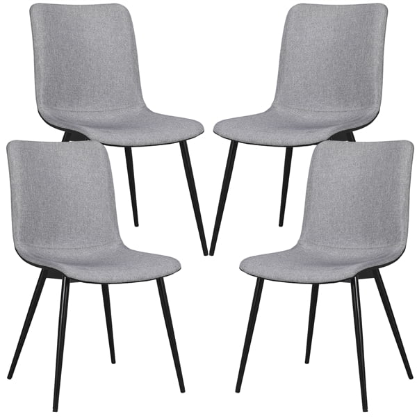 Yaheetech Set Of 4 Dining Chairs, Modern Dining Chairs Black Metal Legs