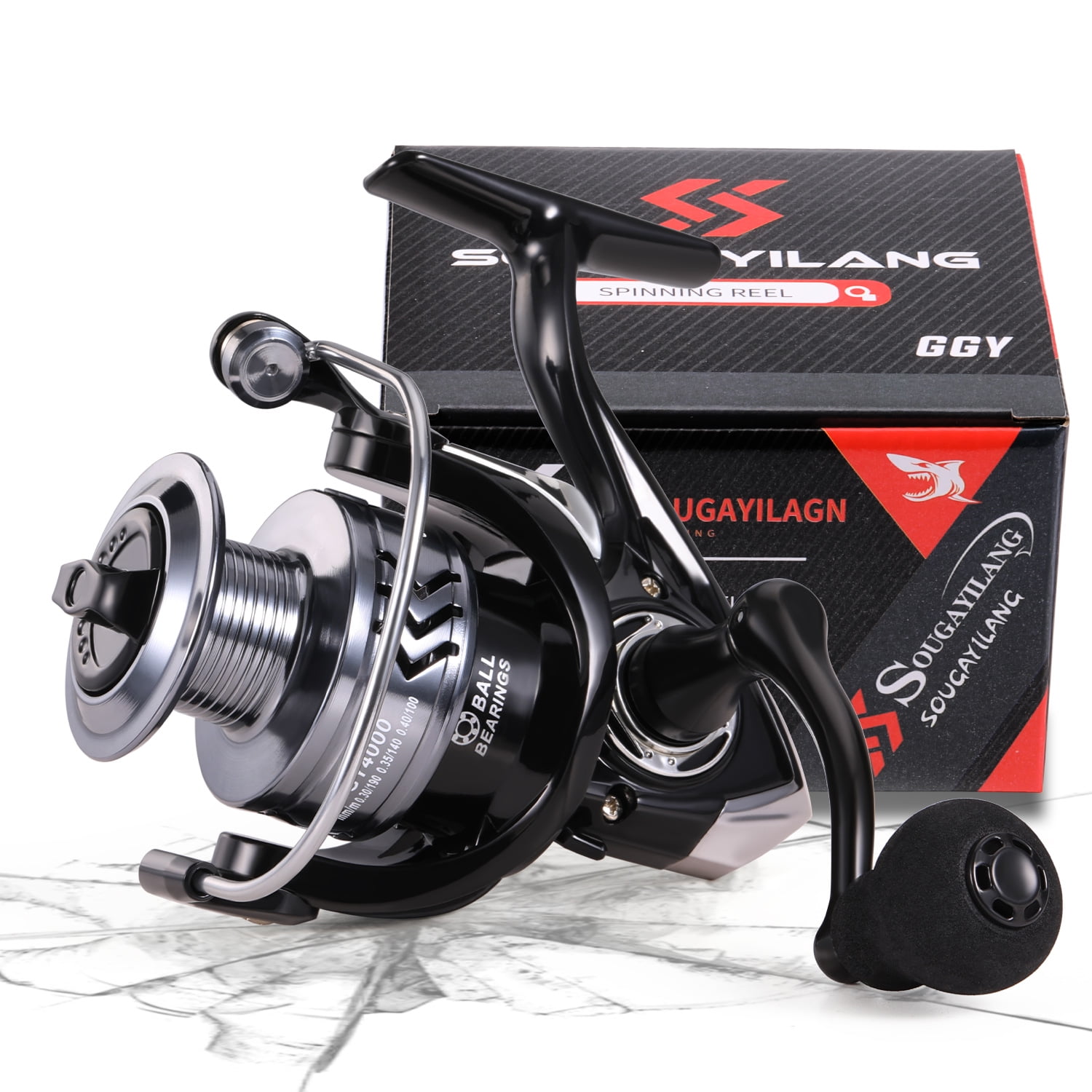 Sougayilang Fishing Reels 5.2:1 Gear Ratio Spinning Reel 1000-6000 with EVA  Handle Max Drag 17LBs Metal Body Fishing Wheel 
