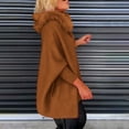 thumbnail image 4 of DAFPZW Womens Oversized Knit Poncho with Zipper Front Faux Fur Trim Hood Coat Long Sleeve Loose Fit Outerwear Jacket Fashion Clothes, 4 of 8