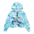 thumbnail image 4 of Xoenoiee Turtle Hibiscus Plumeria Palm Leaves Print Long Sleeve Hoodies for Girls Casual Pullover Half Zip Sweatshirt with Hooded Loose Outwear Coat with Pocket, 11-12 Years, 4 of 7