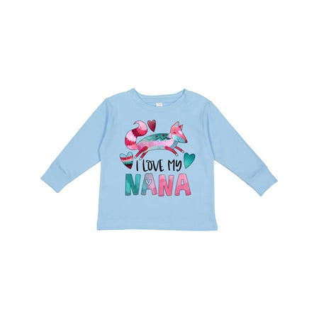 

Inktastic I Love My Nana Pink and Blue Fox with Hearts Gift Toddler Boy or Toddler Girl Long Sleeve T-Shirt
