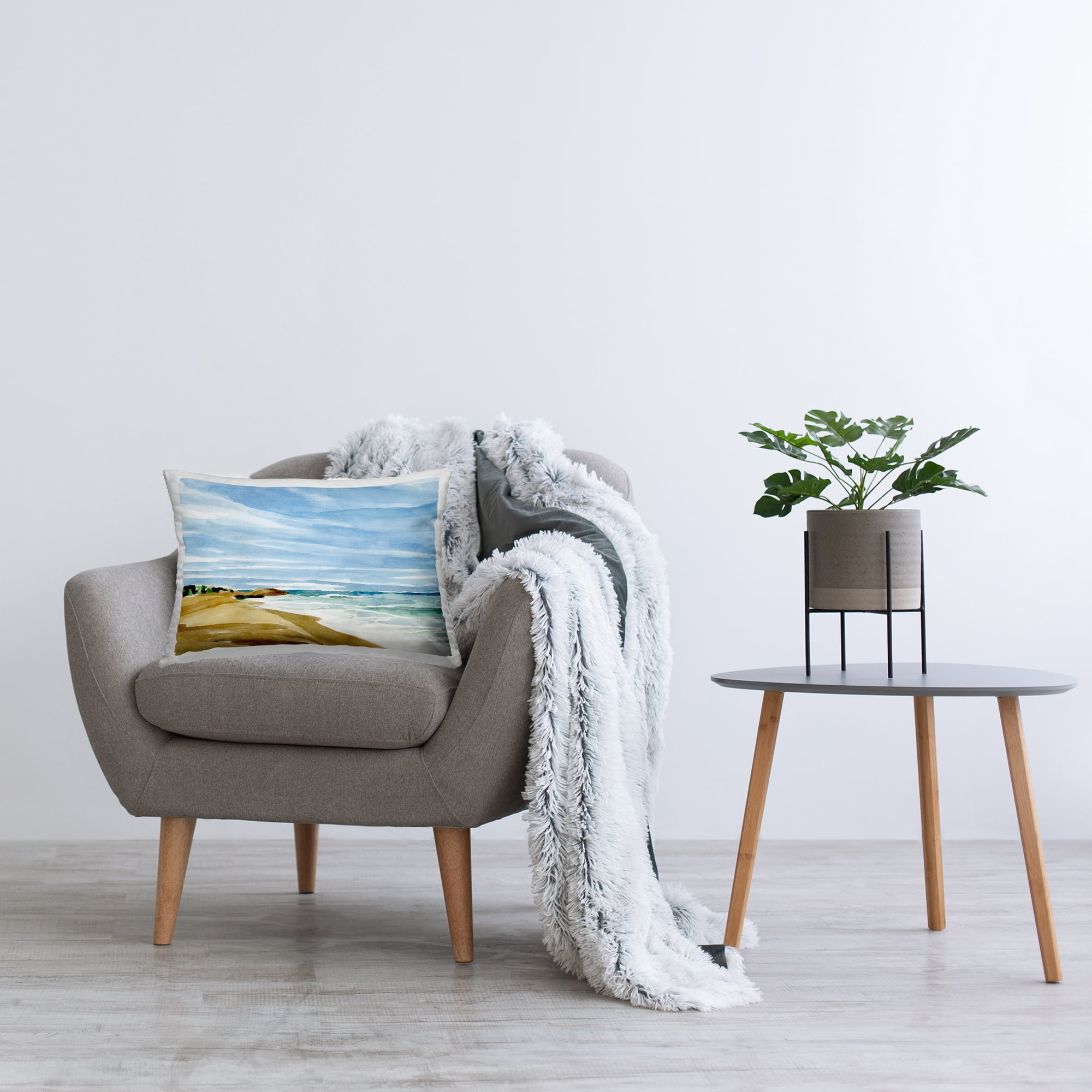 Stupell Industries Modern Beach Landscape Decorative Printed Throw Pillow, 14 x 20