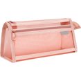thumbnail image 2 of Clear Mesh Pencil Case Pouch, Grid Pen Cases Organizer, Zipper Transparent Stationary Makeup Bag For Travel Office College - Pink, 2 of 6
