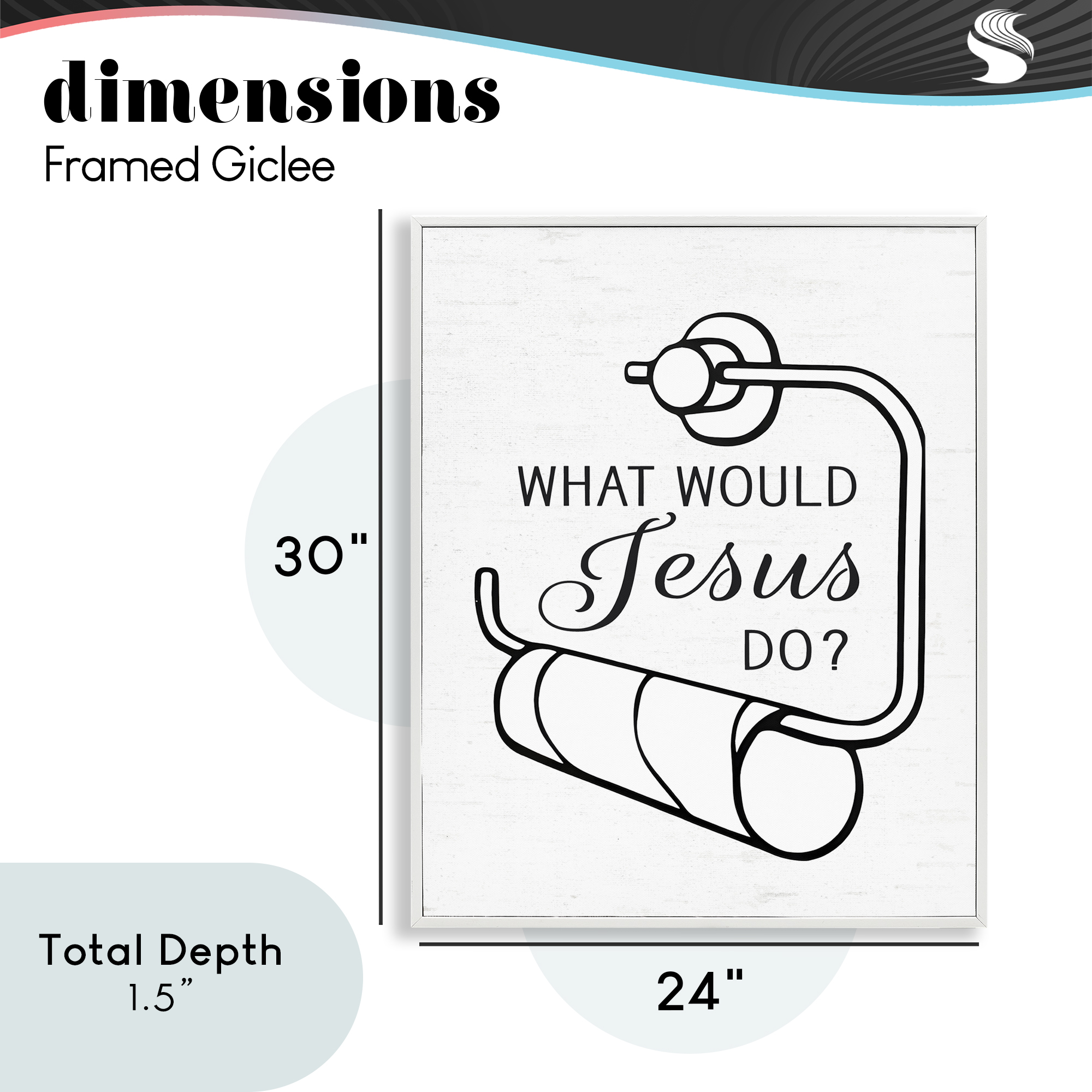 What Would Jesus Do Toilet Paper White Framed Giclee Art, design by Lettered and Lined