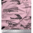 thumbnail image 1 of Soimoi Polyester Crepe Fabric Stripe & Airplane Transport Print Fabric by The Yard 52 Inch Wide, 1 of 3