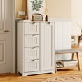 thumbnail image 3 of Aiho 33.5 "H Wooden Bathroom Storage Cabinet with 4 Drawers, a Cupboard and Adjustable Dividers for Bathroom,Living room,and Bedroom - White, 3 of 11