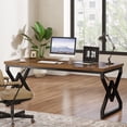 thumbnail image 4 of Tribesigns 63 Inch Computer Desk, Large Executive Desk with Thicker Frame, Modern Simple Computer Desk for Home Office, Brown&Black, 4 of 6