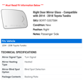 thumbnail image 2 of Right Door Mirror Glass - Compatible with 2014 - 2018 Toyota Tundra 2015 2016 2017, 2 of 2