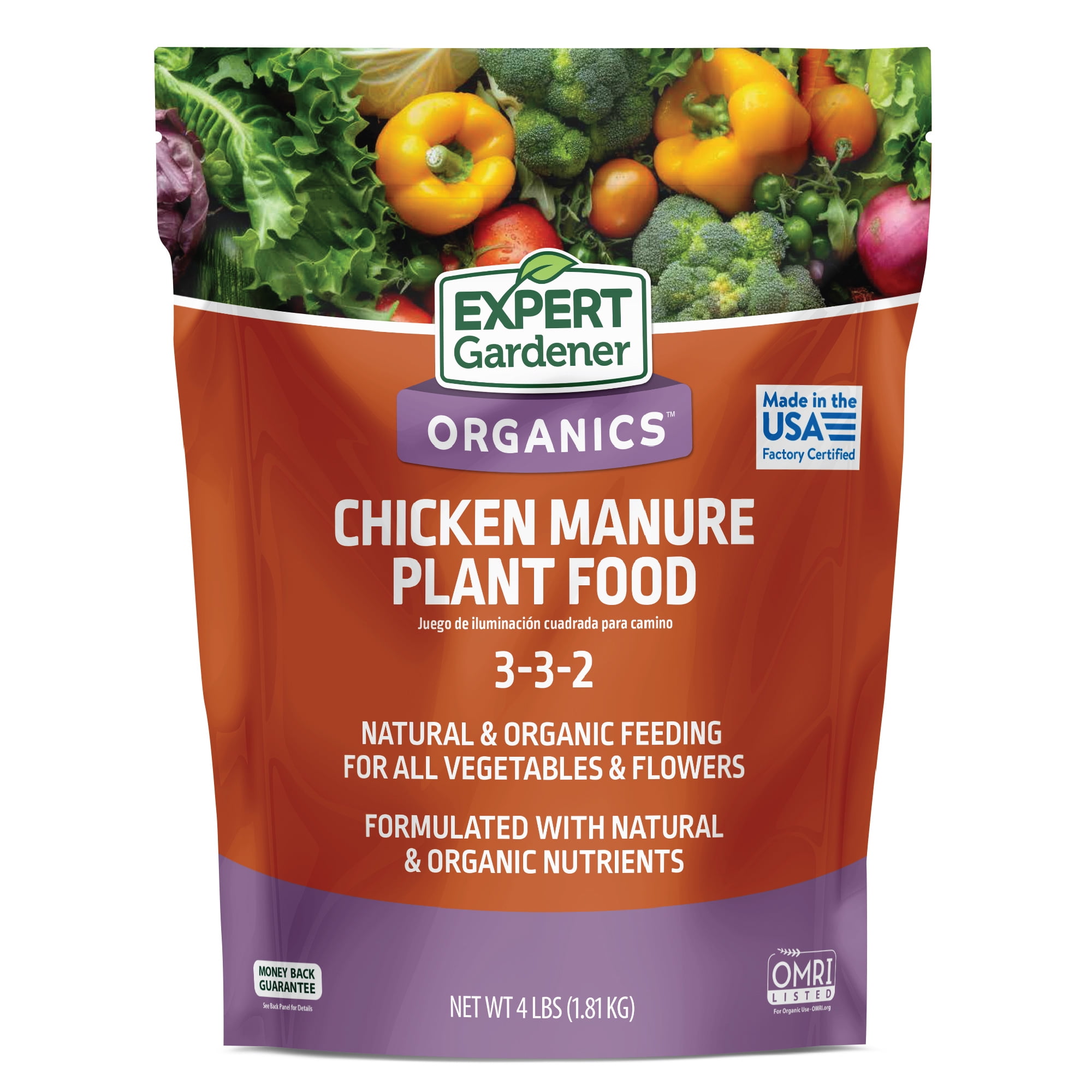 (2 pack) Expert Gardener Organics Chicken Manure All-Natural Plant Food, 4 lb Fertilizer