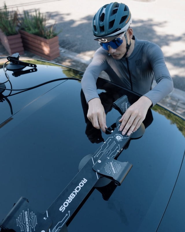 ROCKBROS Bike Carrier Rooftop Bike Rack Sucker Quick Release Upright Roof Rack for 2 Bikes