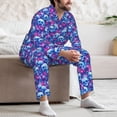 thumbnail image 5 of Wukai blue Skull purple flower Men's Long-Sleeve Pajama Set - Comfortable Sleepwear with Button-Down Shirt and Pants-X-Large, 5 of 6