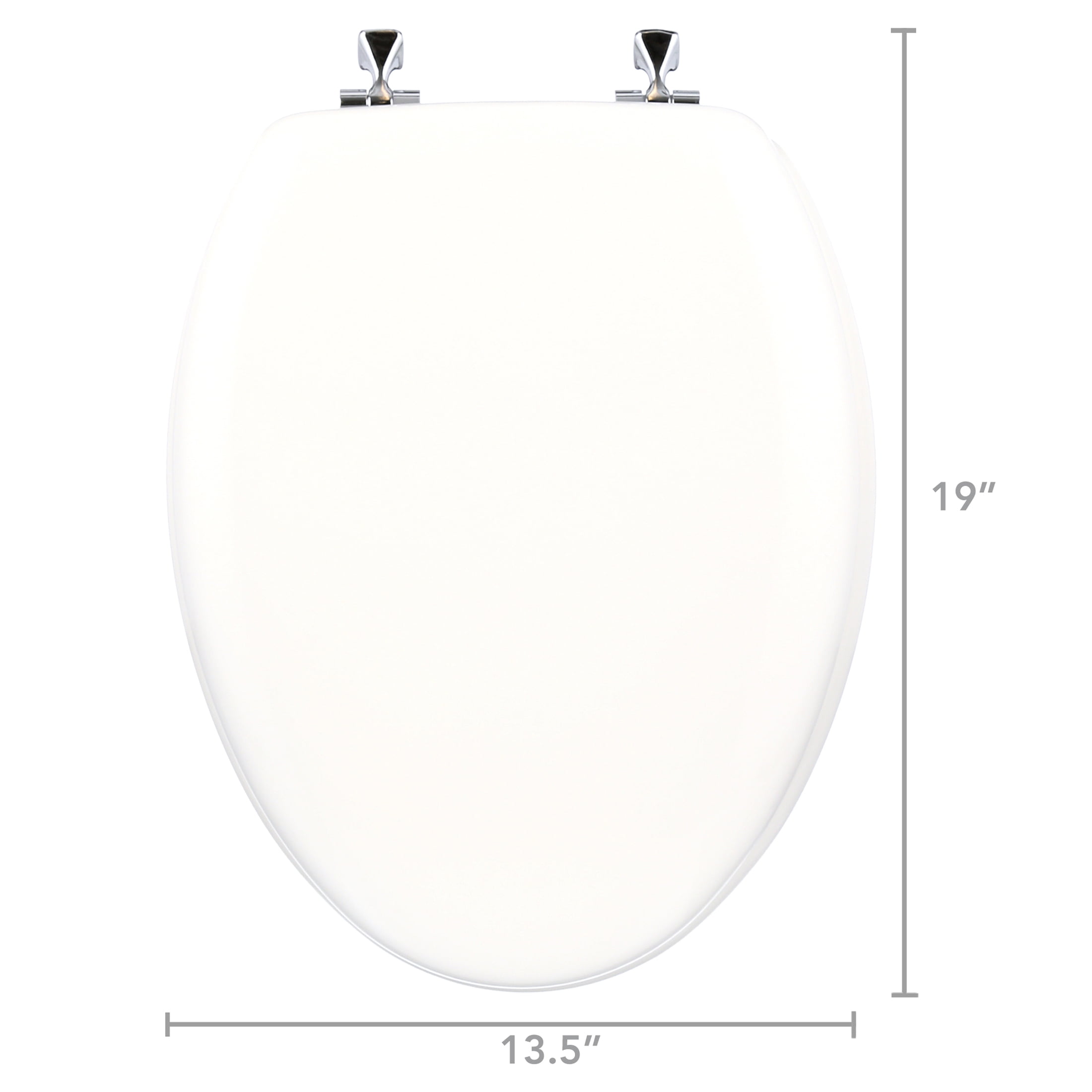 Mayfair Edgewater White Elongated Enameled Wood with Stay·Tite & Chrome Hinges Toilet Seat