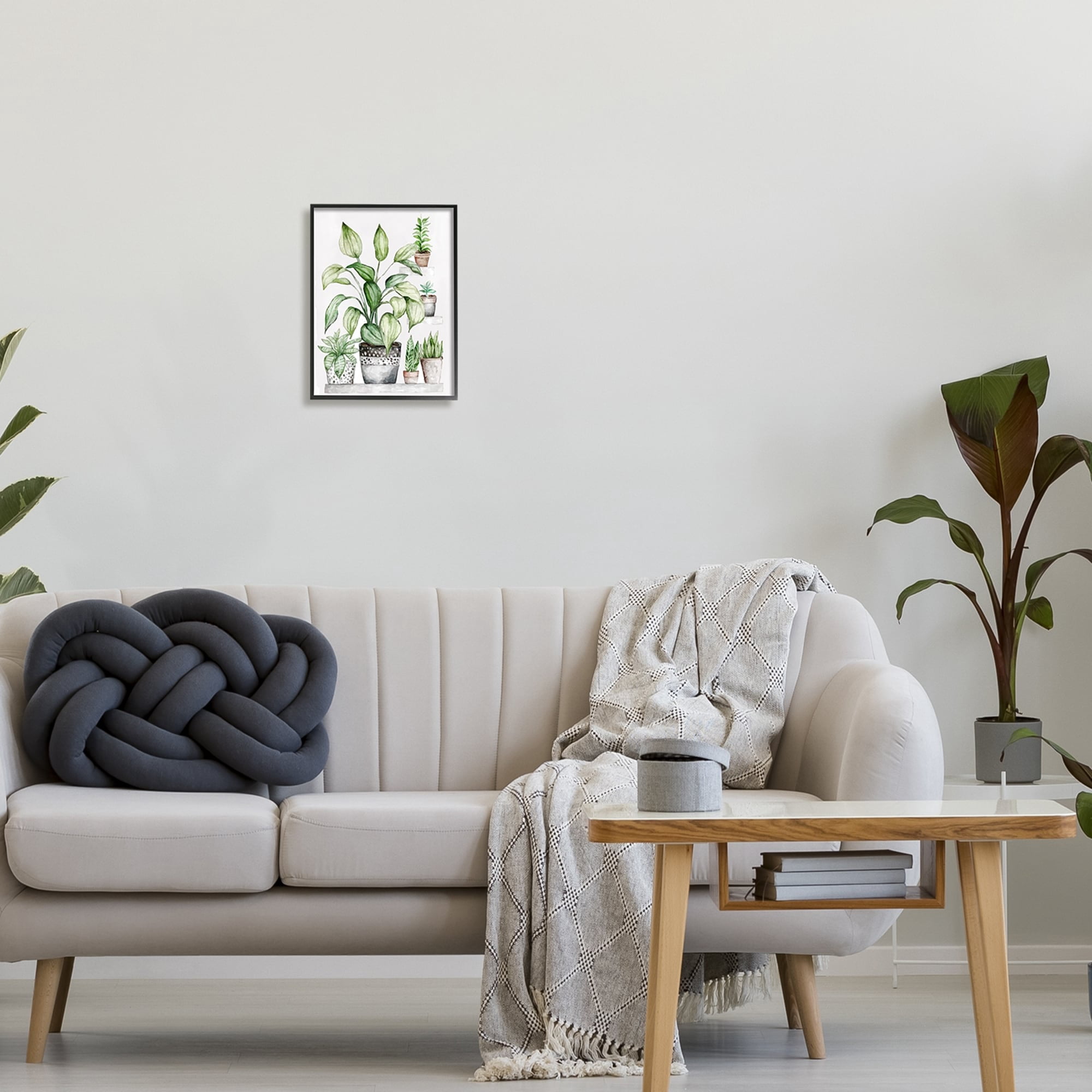 Stupell Industries Potted Plant Garden Botanicals Botanical & Floral Painting Gray Framed Art Print Wall Art