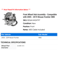 thumbnail image 2 of Front Wheel Hub Assembly - Compatible with 2005 - 2019 Nissan Frontier 4WD 2006 2007 2008 2009 2010 2011 2012 2013 2014 2015 2016 2017 2018, 2 of 2