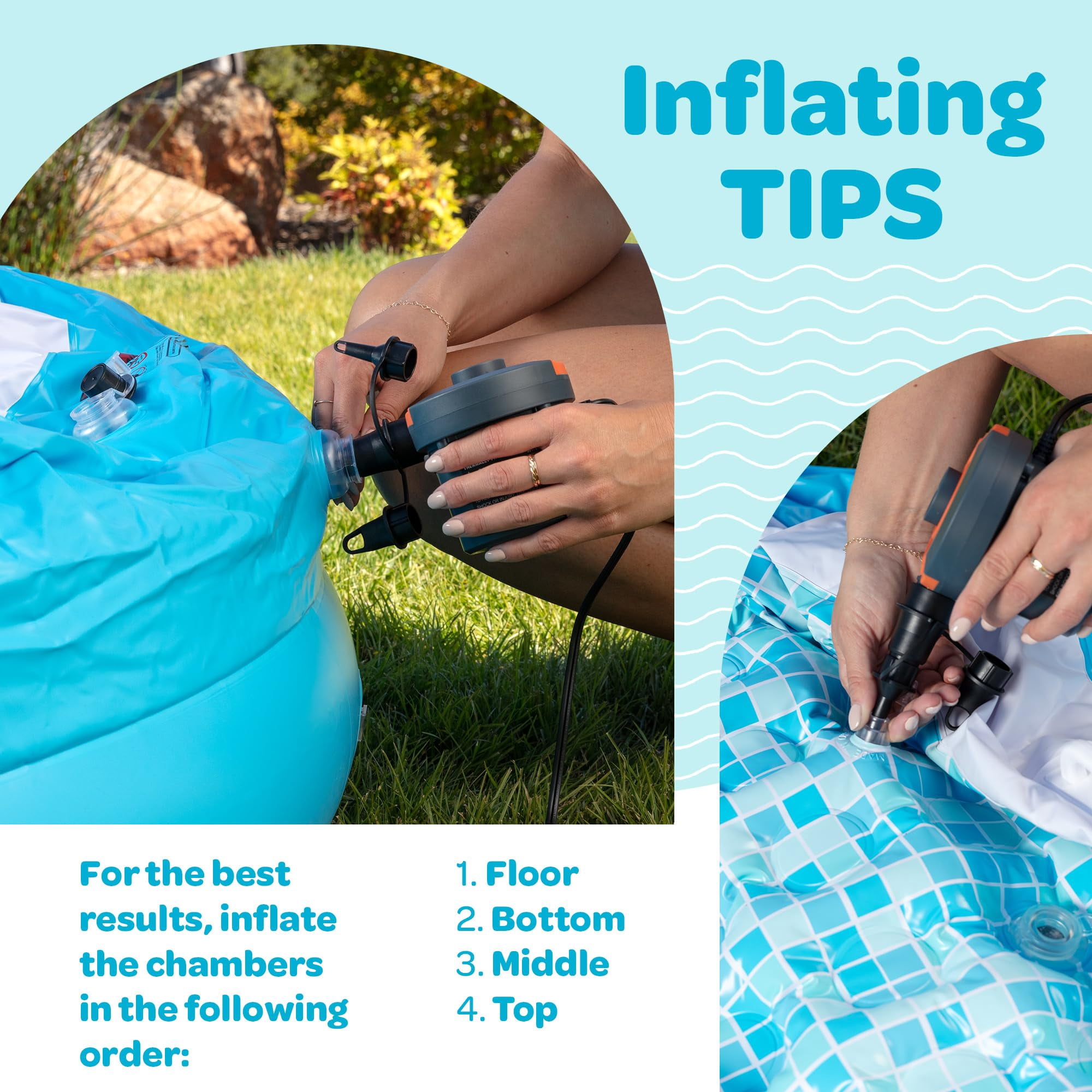 Grip A Pool Inflatable Kiddie Pool Round Blow Up 60" x 22"