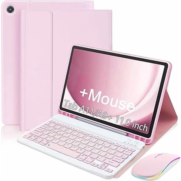 Funda con Teclado Recargable Desmontable para Galaxy Tab A9 Plus/A11 Plus 11", Rosa