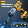thumbnail image 4 of Aspiradora de mano inálambrica p/ batería 20V DeWalt (solo herramienta), 240W, motor brushless, 3 vel., 5 filtros; aspiradora portátil p/ auto/hogar/oficina/mascota, 4 of 7