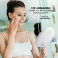 thumbnail image 4 of OVENTE 9" Rechargeable Lighted Tabletop Makeup Mirror with Mini Magnetic 10X Magnifying Mirror, Touch Screen Dimmable LED Lights, Portable Vanity Mirror Perfect for Bathroom or Travel, White MOT22W, 4 of 8