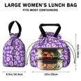 thumbnail image 5 of Daisy Pioneer Flower Purple Pattern Drawstring Insulated Lunch Bag for Women, Stain-Resistant Large Lunch Tote with Multi-Pockets for Work Office, 5 of 6