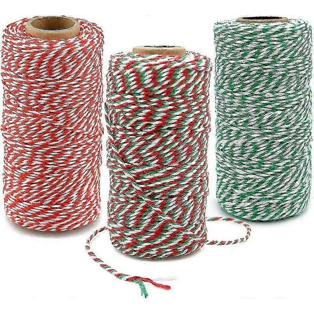 100m Red And White Twine Red Christmas String Red Christmas Twine Durable Cotton Twine For Baking, Butchers, Crafts, Christmas Gift Wrapping Colored 3