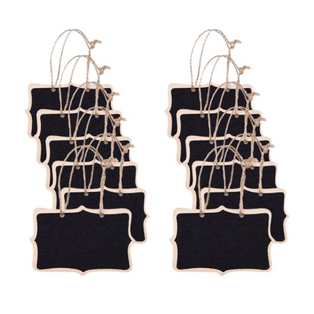 

12Pcs Decorative Wooden Lanyard Creative Mini Pendant Double-sided Chalkboard Shape Pendant (Black)