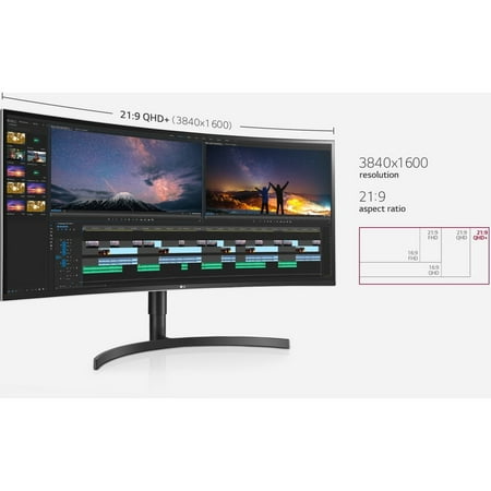 LG - 38” UltraWide Curved WQHD+ IPS HDR10 Monitor (HDMI) - Black